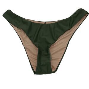 New J. Crew Curved Waist Cheeky Bikini Bottoms Army Green Swim Size Medium